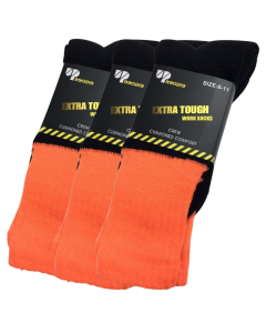3x Pairs Orange HI VIS SOCKS - High Visibility Fluro Safety Tradie Workwear