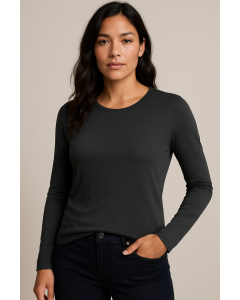 Banana Republic Womens Black Stretch Long Sleeve T-Shirt - Scoop Neck Top