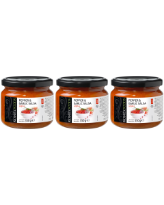 3x 350g Konex Tiva Pepper & Garlic Adjika Sauce in Glass Jar Bulk Pack - Hot (Product of Bulgaria)