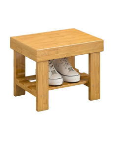 Classic Bamboo Storage Stool - Space-Saving Organizer (1pc, 20cm)