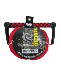 Riders Inc 75' RED Waterski Tow Rope with 13" Aluminium Core Handle