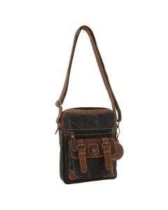 Jack's Inn Panama Mens Small Canvas & Leather Crossbody Bag - Cognac (Vintage)