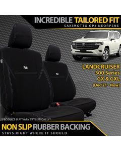 Razorback 4x4 GP4 Standard Neoprene 2x Front Seat Covers suitable for a Toyota Landcruiser 300 Series GX & GXL (In Stock)
