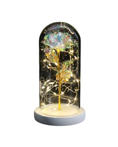 LED Galaxy Rose - Beauty and the Beast Eternal Flower Glass Cover - White Base Bright