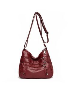 Women's Multi-Layer Leather Shoulder Crossbody Bag (Red)