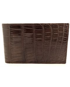 Mens Genuine Crocodile Leather Slim Bi Fold Wallet - Brown