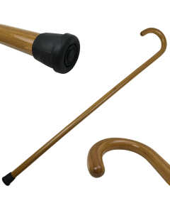 92cm Brown Wooden Walking Stick - Carved & Varnished Cane Pole (Deluxe Quality)