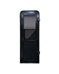 Aussie Traveller Caravan DC Door with Pleated Blind - LHH - Black - Round Top Corners - 1750 x 622mm