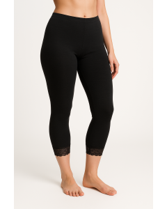 Merino Wool Skins Womens Audrina Capri Thermal Leggings - Black (Warm Winter Underwear)