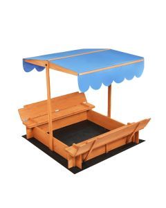 Bopeep Kids Wooden Sandbox Sand Pit Adjustable UV Resistant Canopy Outdoor 112cm