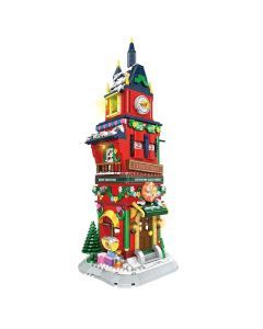 2023 City Creativity Winter Village Countdown Tower Model Building Blocks