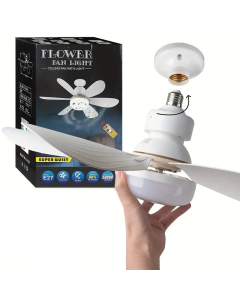 1pc Dimmable Socket Fan Ceiling with Remote Control - Traditional Style, White