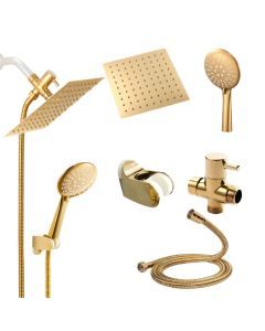 Golden Rainfall Shower Head Handheld Combo Set