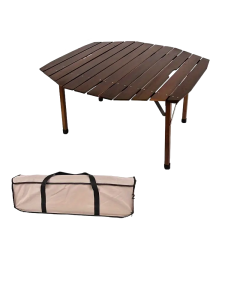 Portable Beech Wood Folding Table - Walnut Color