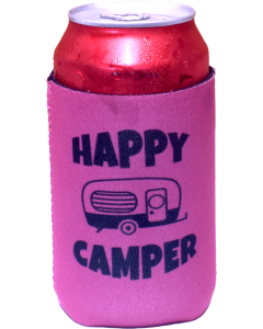 Pink Stubby Holder - Happy Camper