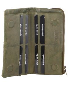 Pierre Cardin Womens Soft Rustic Leather RFID Coin Purse Wallet - Olive