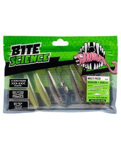 Bite Science 8 Piece Multi-Pack of Assorted Predator Soft Plastics and Jigheads