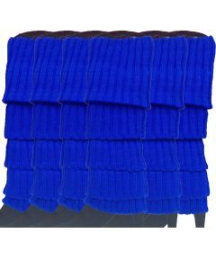 6x Blue Ribbed Leg Warmers Bulk Pack - Womens Dance Costume/80s Party