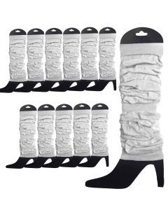 12x White Leg Warmers Bulk Pack - Womens Dance Costume/80s Party