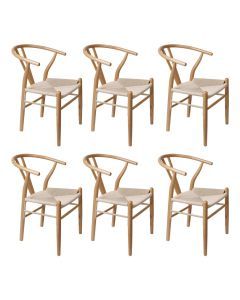 Levede 6x Dining Chairs Wooden Hans Wegner Chair Wishbone Chair Cafe Lounge Seat