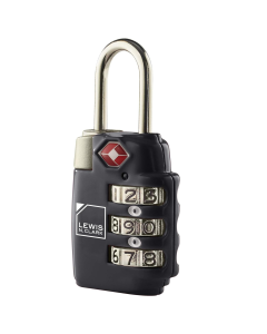 1x Lewis N Clark TSA Combi Lock Travel Luggage Padlock - Black