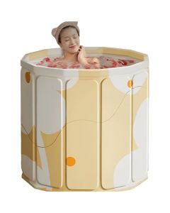 Foldable Portable Bathtub Insulated Full-Body Bath Bucket Yellow