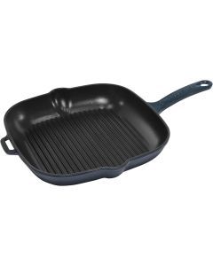 25cm Chasseur Square Grill Frying Pan (Cast Iron) in Liquorice Blue