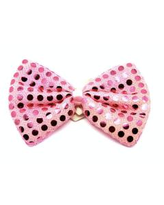 Light Pink Sequin Polka Dots Bow Tie - Fancy Dress Clown Costume Party