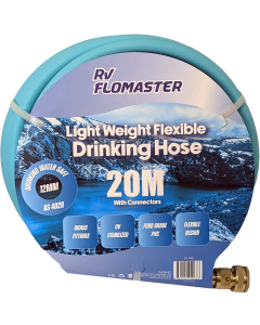 Flomaster 12mm Hose Light Weight 20m + Brass Connectors