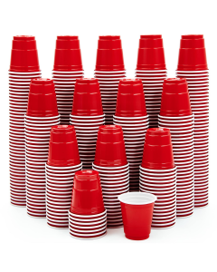 576x 2oz/60ml Reusable & Disposable Plastic Red Shot Glasses - Extra Strong PET BPA Free (Bulk Pack)