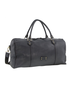 Pierre Cardin Smooth Leather Overnight Bag - Black (Weekend Luggage Duffle)