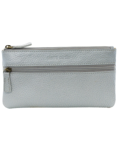 Pierre Cardin Womens Leather Wallet Case - Silver (Phone & Coins)