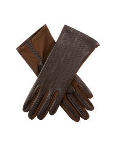 Dents Olivia Womens Silk Leather & Elastane Gloves - Mocca (One Size)