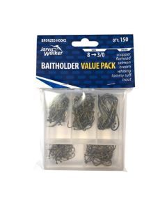 Jarvis Walker Assorted Baitholder Fishing Hook Pack - 150 Pce Value Pack
