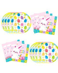 40-Pack Pink Bunny Easter Paper Plates & Napkins Set