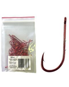 50 Pack of Tsunami Size 1/0 Chemically Sharpened Red Baitkeeper Hooks