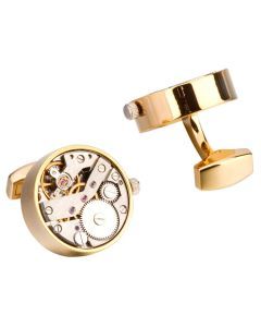 NNEOBA Men's Mechanical Movement Watch Cufflinks Gold