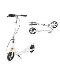Monvelo Adult Commuter Foldable Scooter Push Kick 2 Big Wheel Disc Brake White