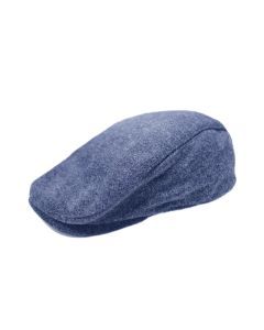 Dents Mens Wool Peaked Flat Ivy Cap - Navy (Elastic Back Driving Cabbie 71-0023)