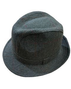 Failsworth Winsor Mens 100% Wool Trilby Hat - Grey Herringbone (Made in UK)