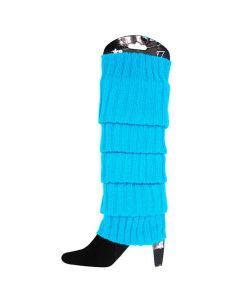 1 Pair Topaz Blue Ribbed Leg Warmers - Womens Dance Costume/80s Party