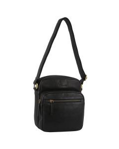 Pierre Cardin Mens Leather Crossbody Organiser Bag - Black