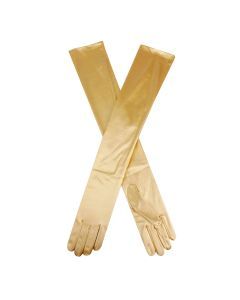Dents Womens Long Opera Satin Gloves in Gold