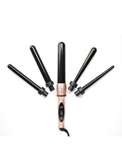 H2D X5 Professional Curling Wand Styling Set Curler w Mat Glove & Clips - Rose Gold