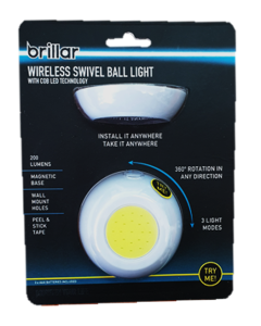 Brillar Wireless Magnetic Swivel Ball Light With Cob LED Technology