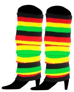 1 Pair Rainbow Indigenous Colours Leg Warmers - Womens Dance Costume/80s Party