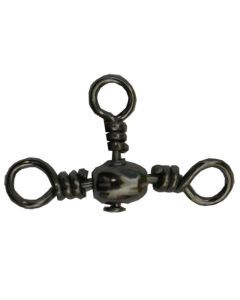 6 Pack of Size 10 Asari Black Crossline 3 Way Fishing Swivels - 12kg