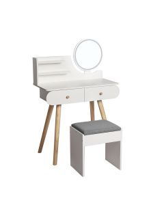 Levede Dressing Table Stool LED Mirror Jewellery Cabinet Makeup Storage 3 Colour