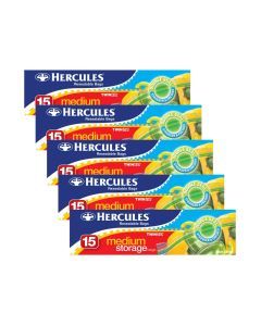 Hercules Medium Storage Bags 15pk x5