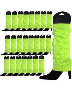 24x Fluro Yellow Leg Warmers Bulk Pack - Womens Dance Costume/80s Party